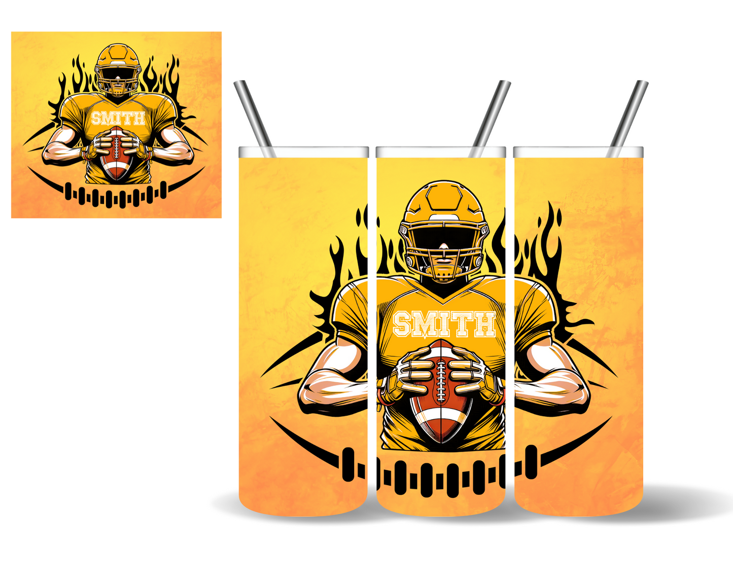 Personalized Football Player Tumblers (6 color choices)