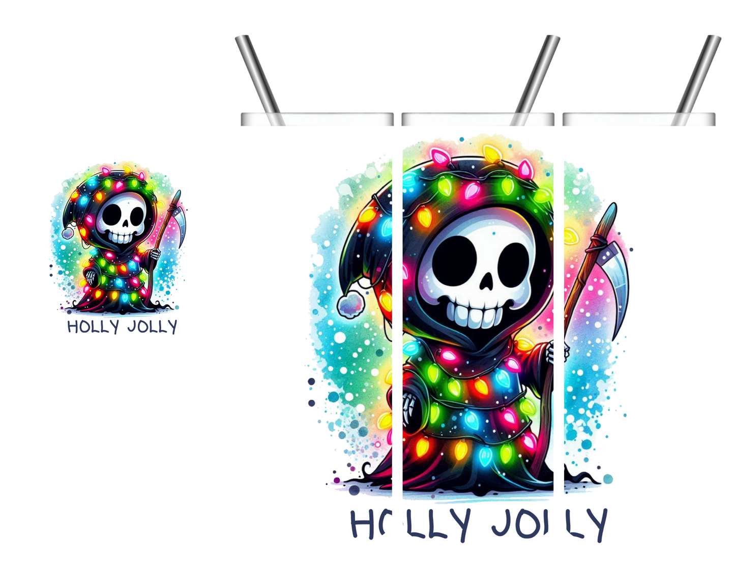 Holly Jolly Reaper Christmas 20 oz Tumbler