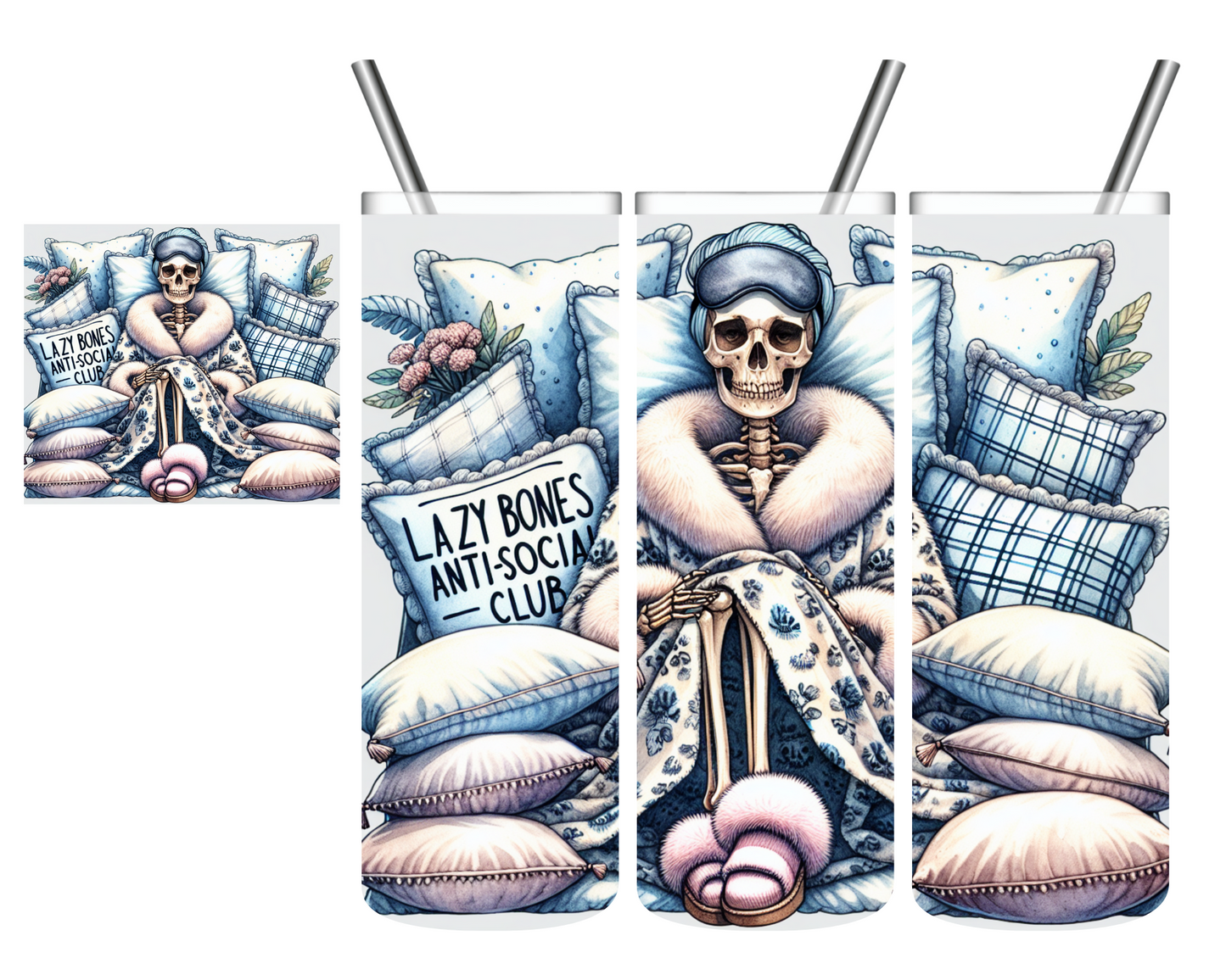 Lazy Bones Anti-Social Club Skeleton 20 oz Tumbler