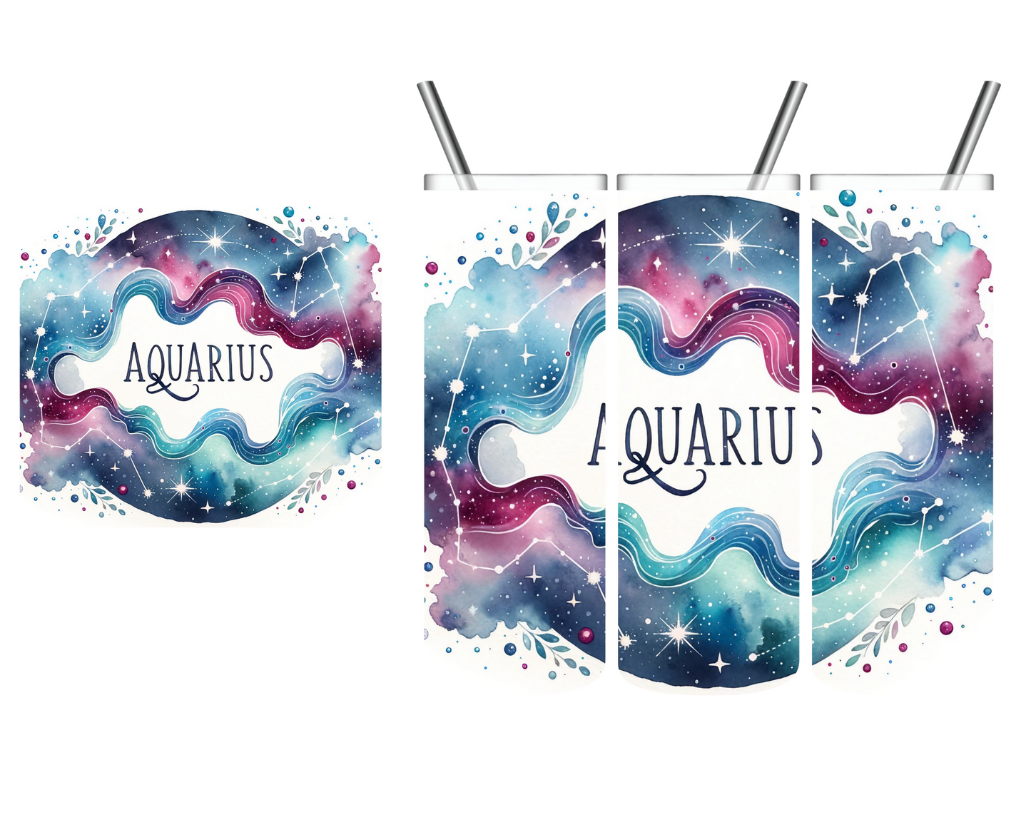 Watercolor Floral Zodiac Sign 20 oz Tumbler