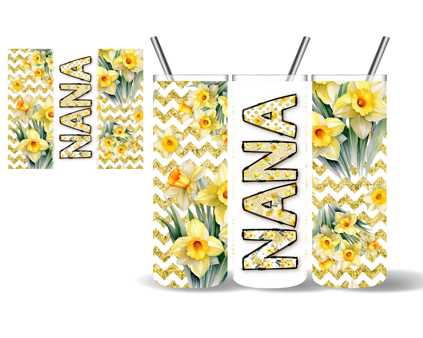 Nana Floral Gold 20 oz Tumbler