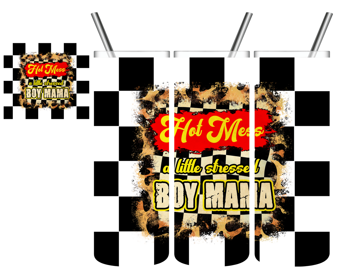 Hot Mess A Little Stressed Boy Mama 20 oz Tumbler