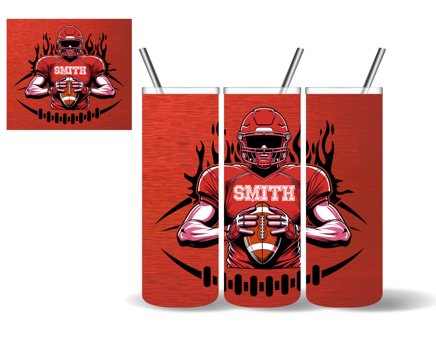 Personalized Football Player Tumblers (6 color choices)