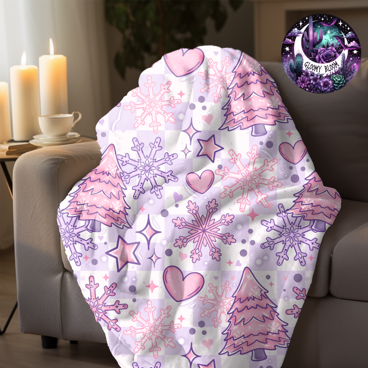 Pink Winter Theme Blanket Super Soft Blanket Snow Blanket