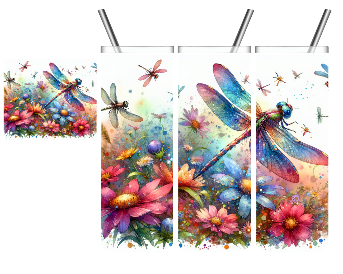 Flowers & Dragonflies 20 oz Tumbler