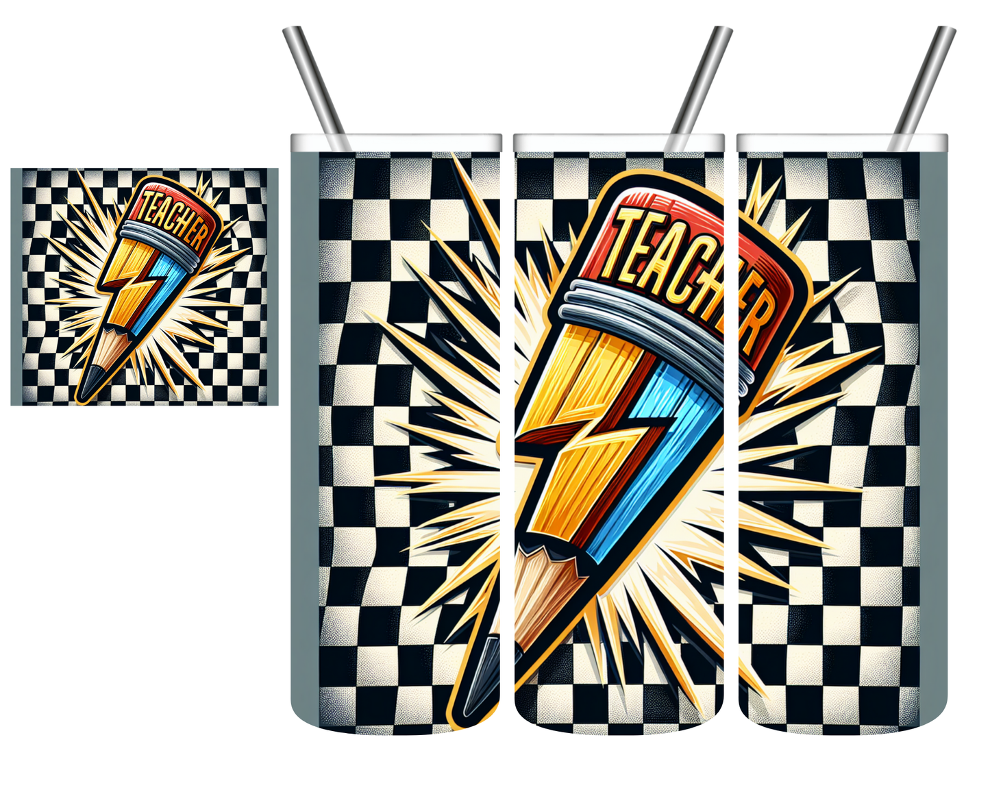 Teacher Lightning Pencil 20 oz Tumbler
