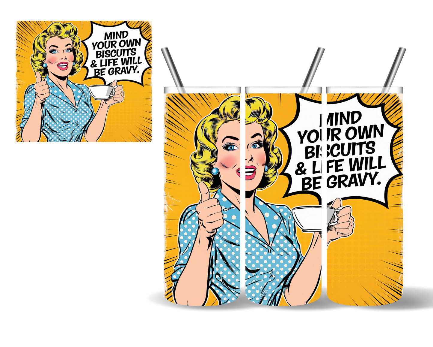 Mind Your Own Biscuits Retro Sarcastic 20 oz Tumbler