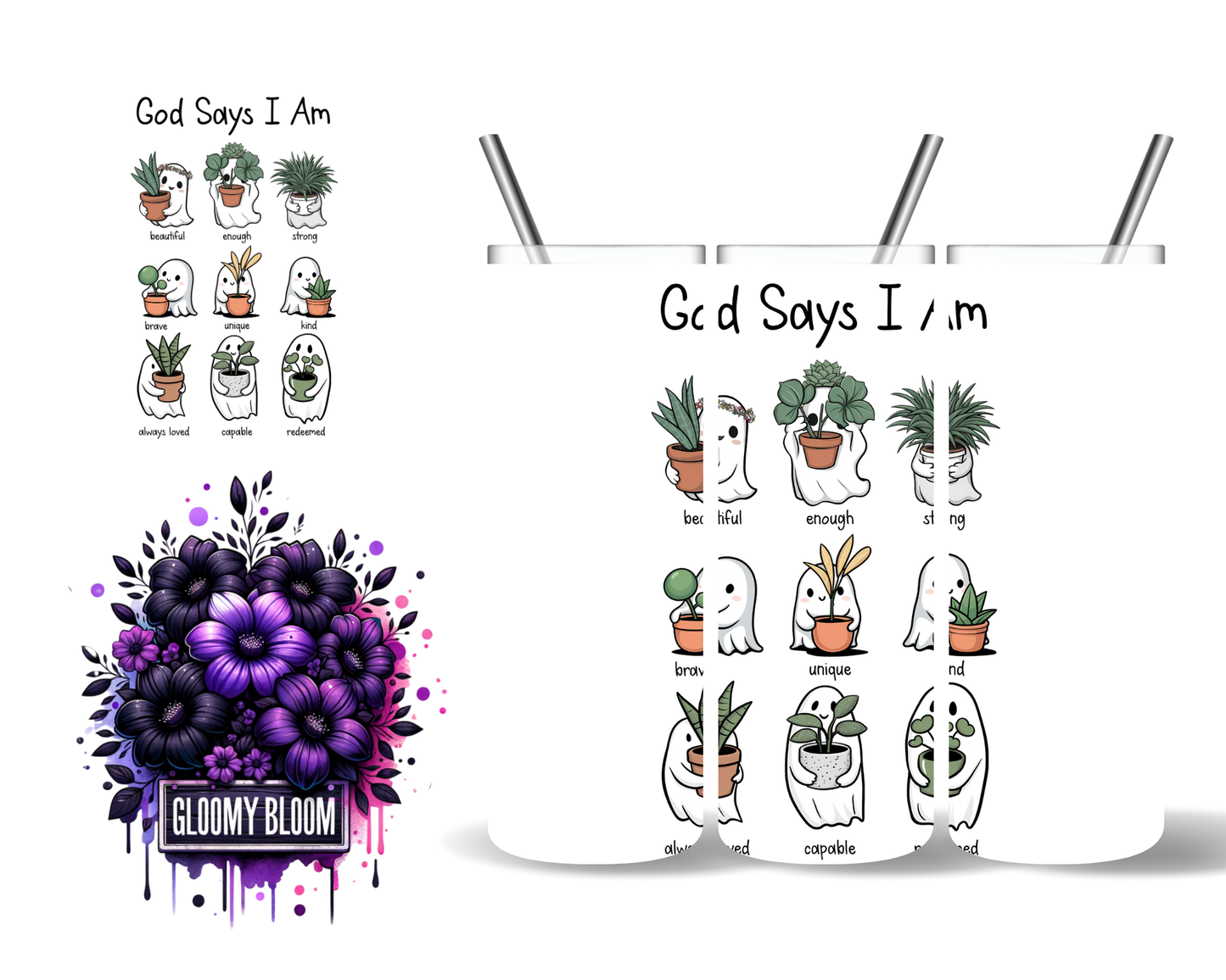 God Says I am Ghost Plant Halloween 20 oz Tumbler