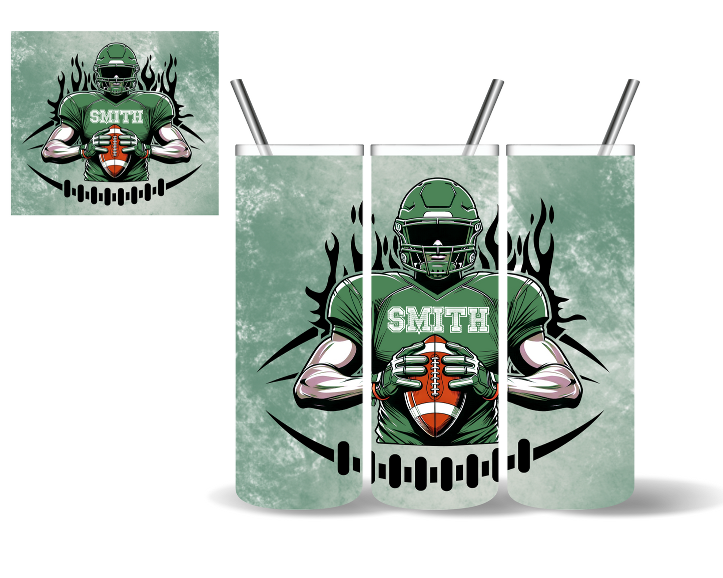 Personalized Football Player Tumblers (6 color choices)