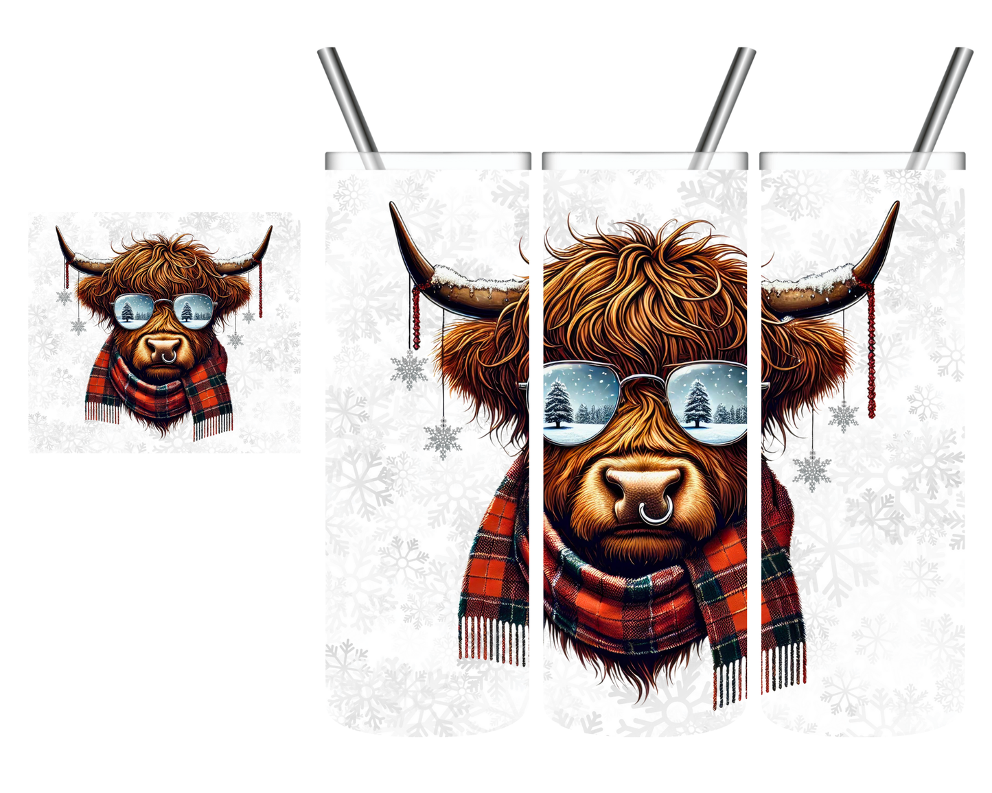 Winter Highland Cow 20 oz Tumbler