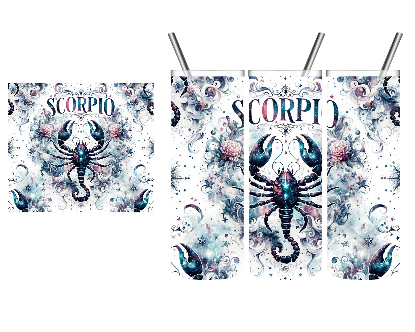Watercolor Floral Zodiac Sign 20 oz Tumbler