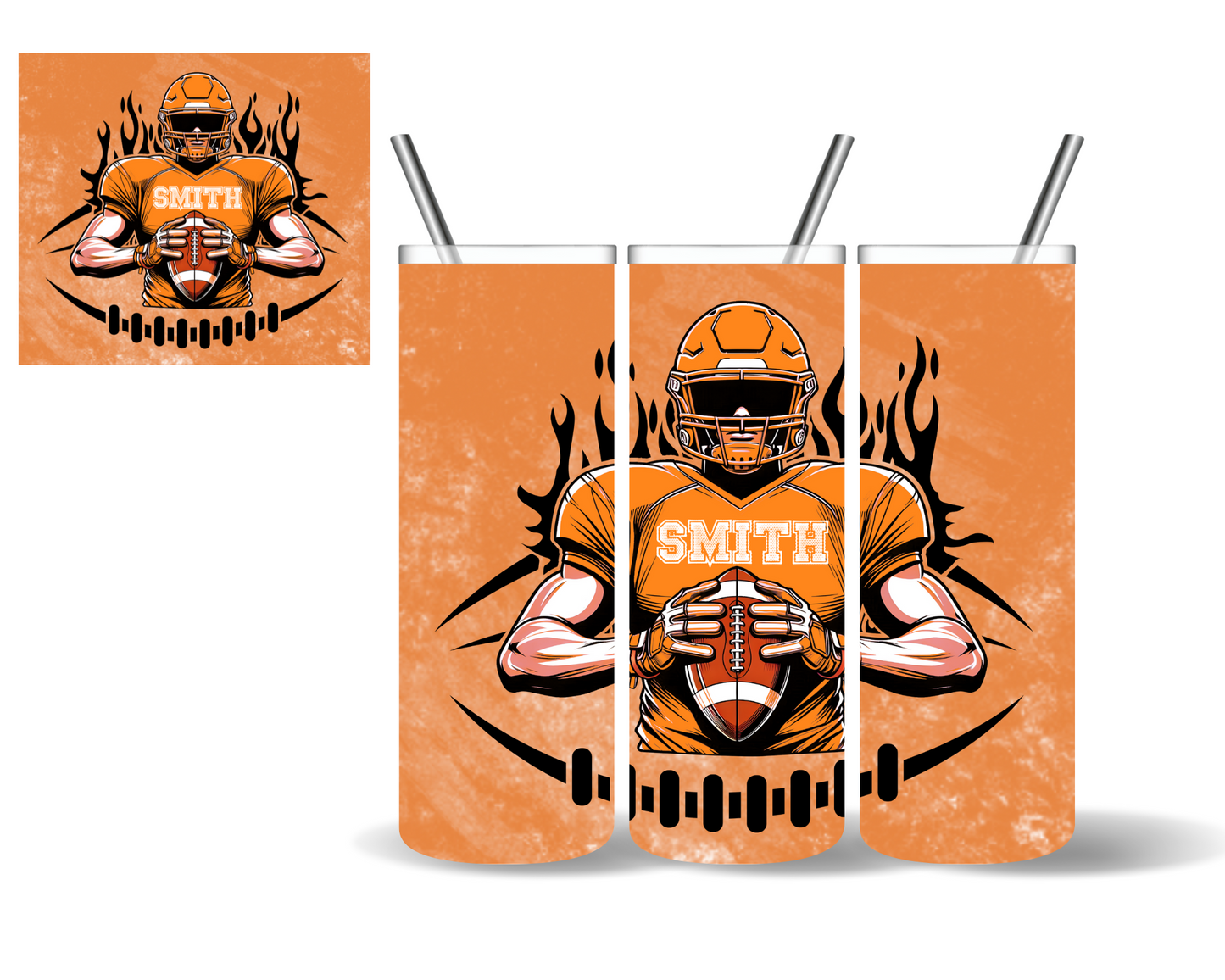 Personalized Football Player Tumblers (6 color choices)