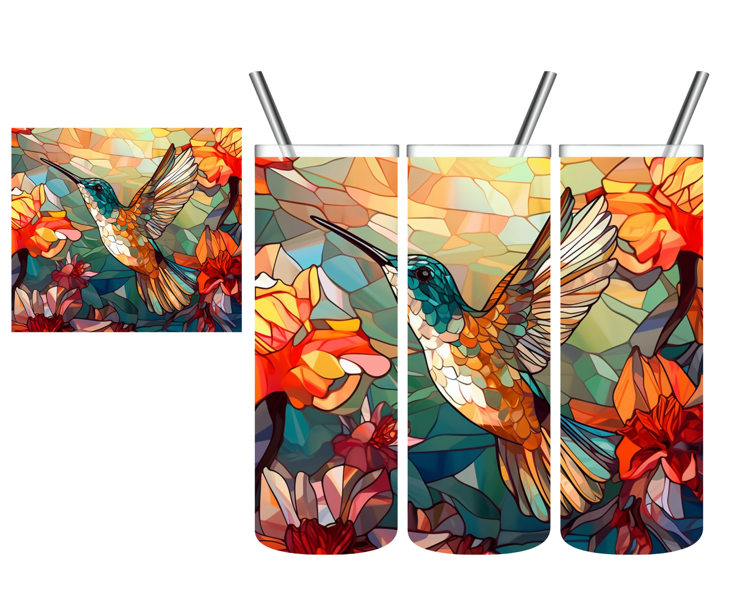 Stained Glass Hummingbird 20 oz Tumbler