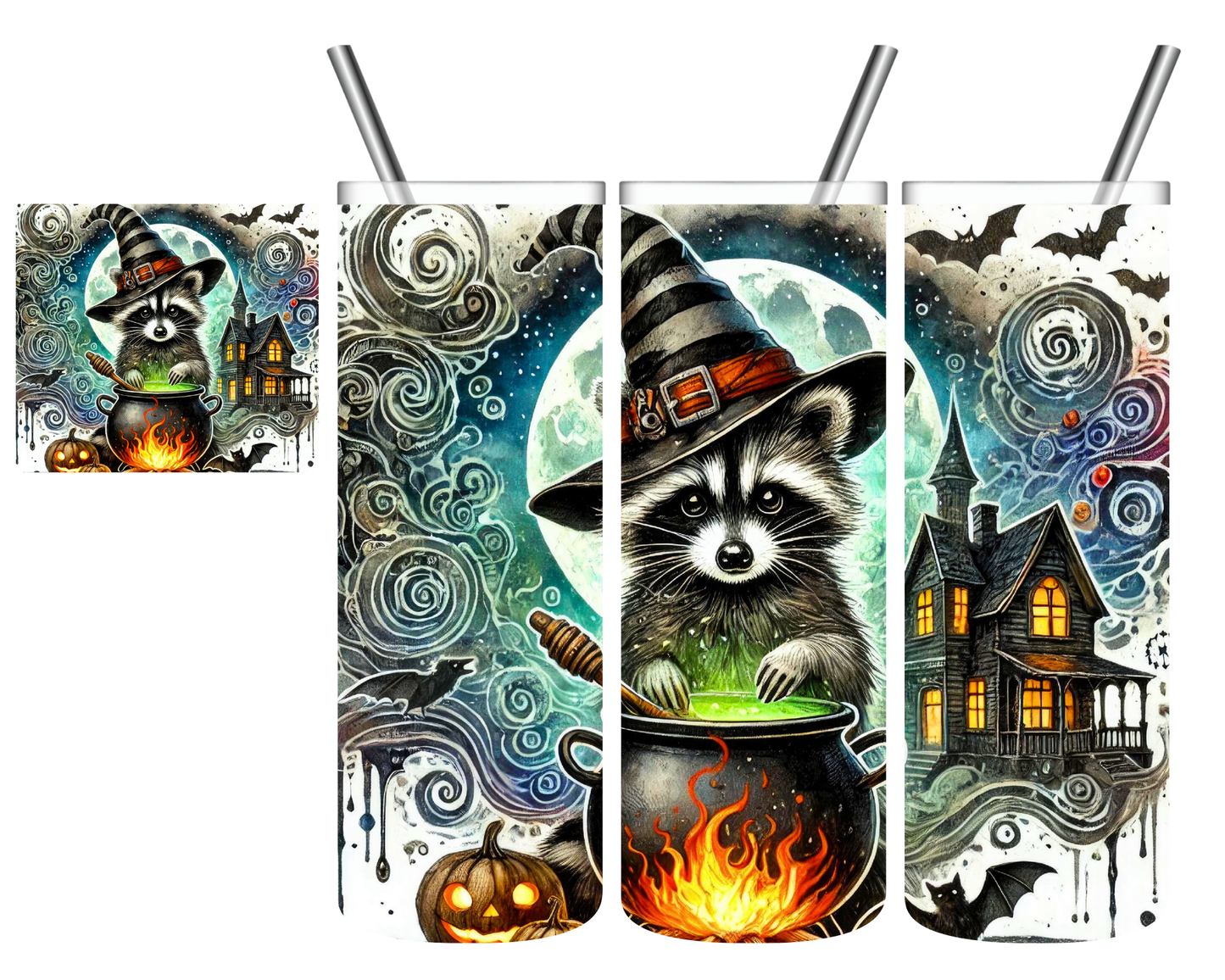 Witch Raccoon Halloween 20 oz Tumbler