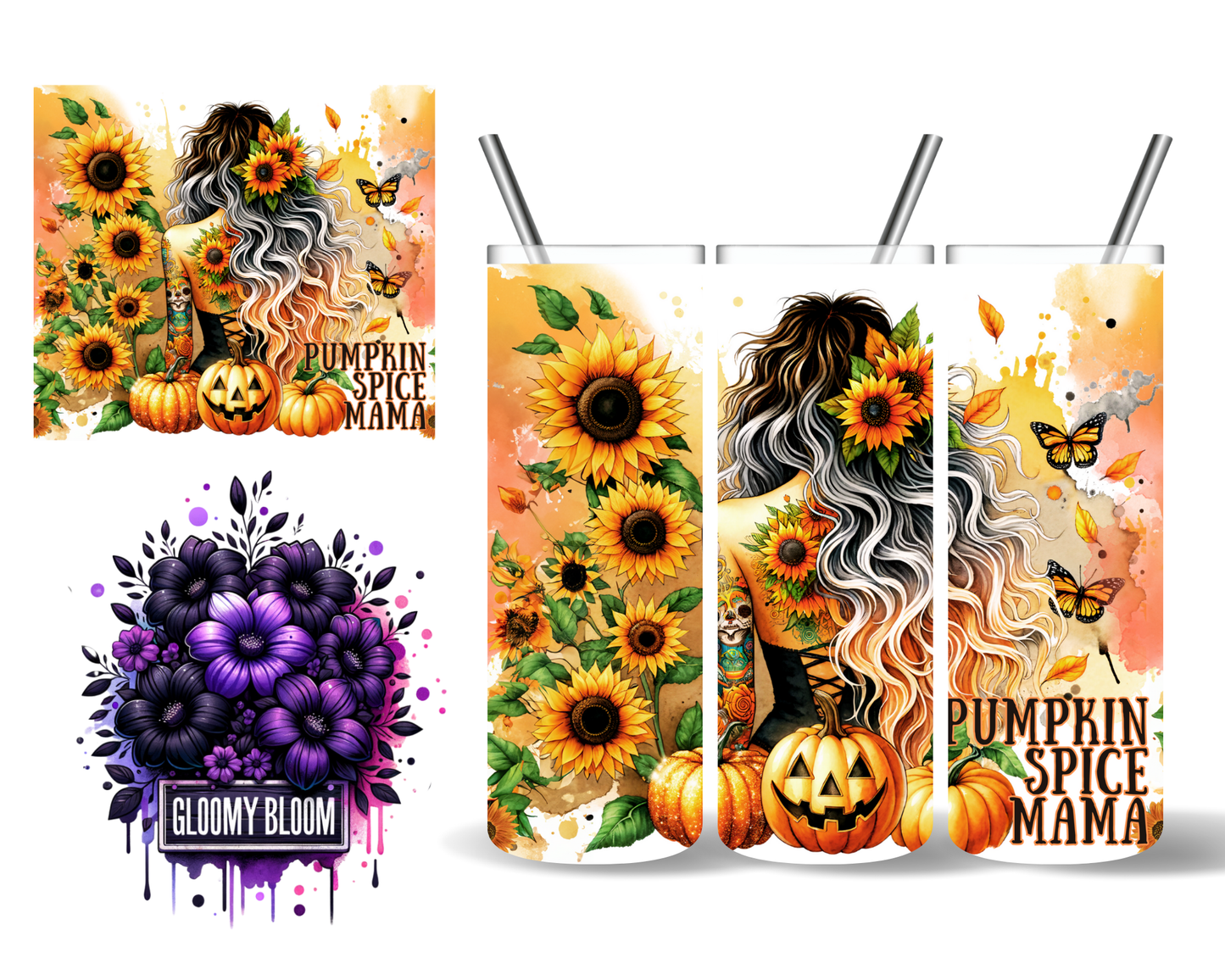 Pumpkin Spice Mama Fall Halloween Tattooed Woman 20 oz Tumbler