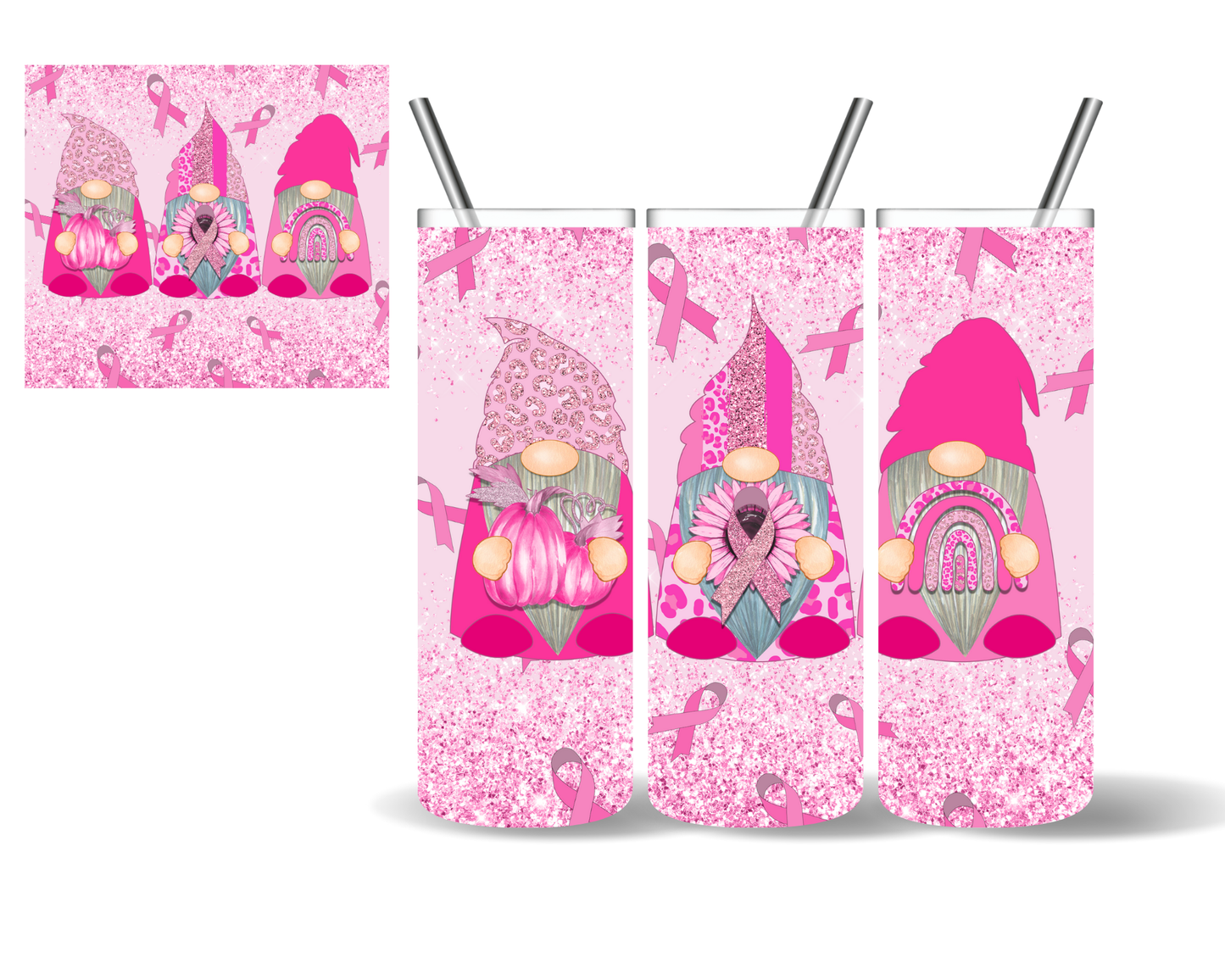 Breast Cancer Awareness Gnomes 20 oz Tumbler