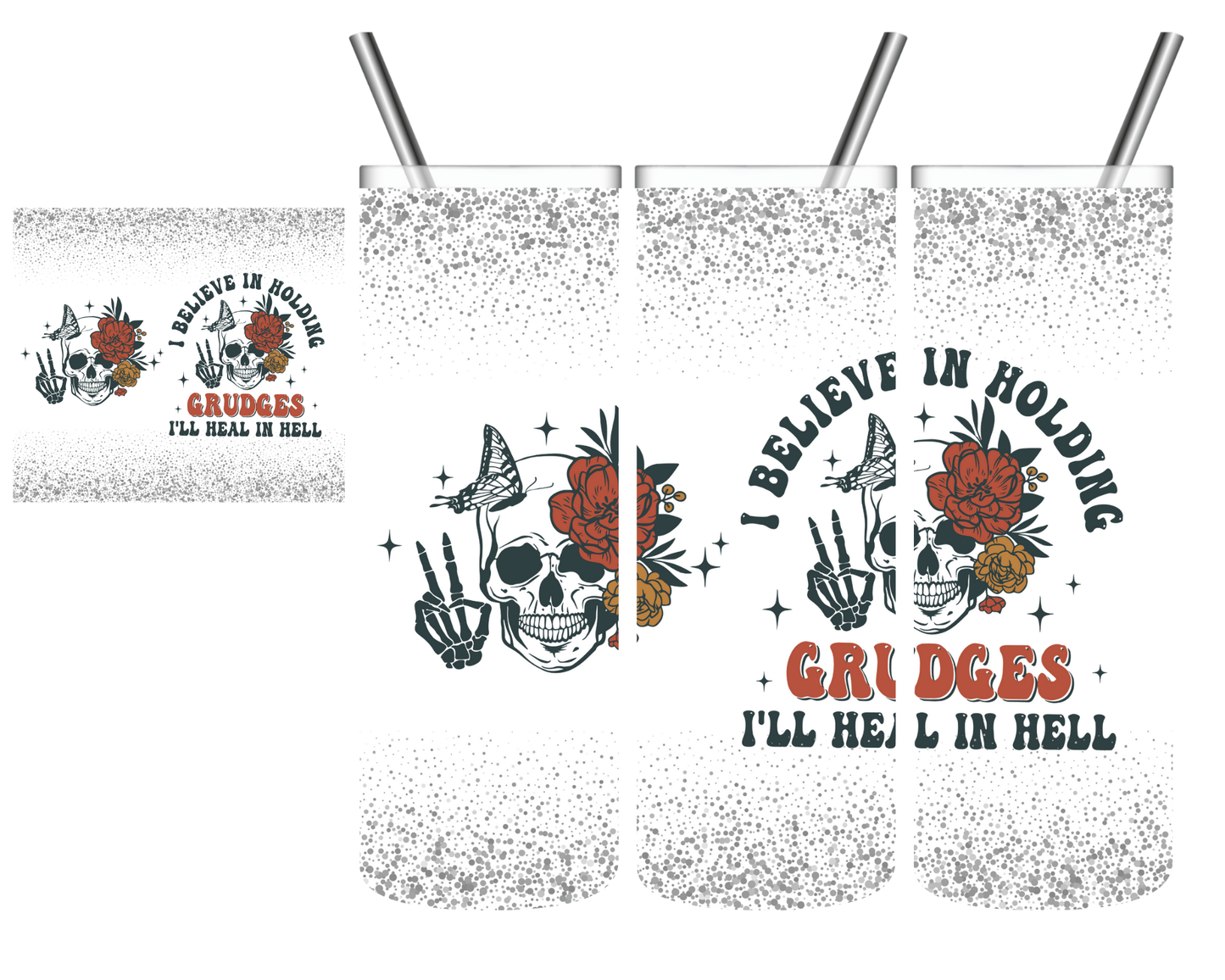 Holding Grudges Heal in Hell Skeleton 20 oz Tumbler