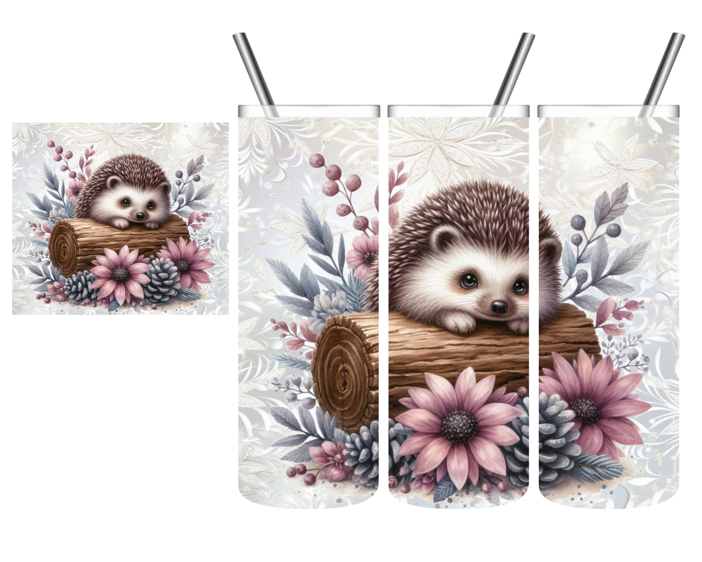Floral Hedgehog 20 oz Tumbler