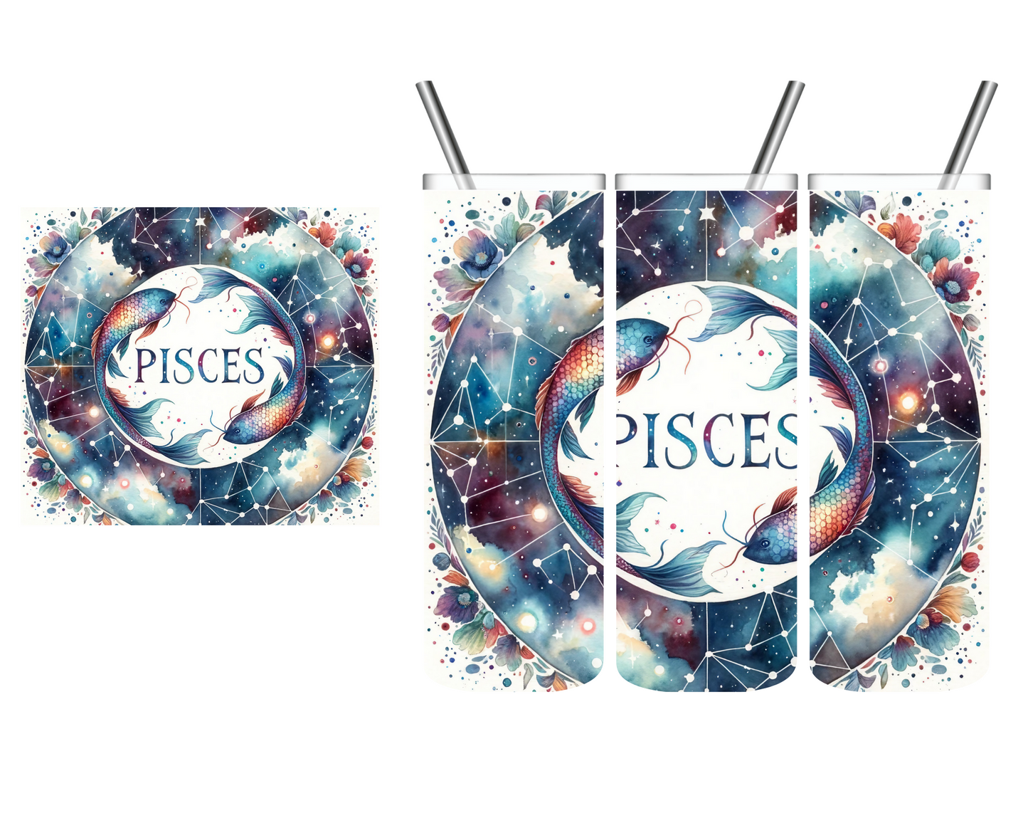 Watercolor Floral Zodiac Sign 20 oz Tumbler