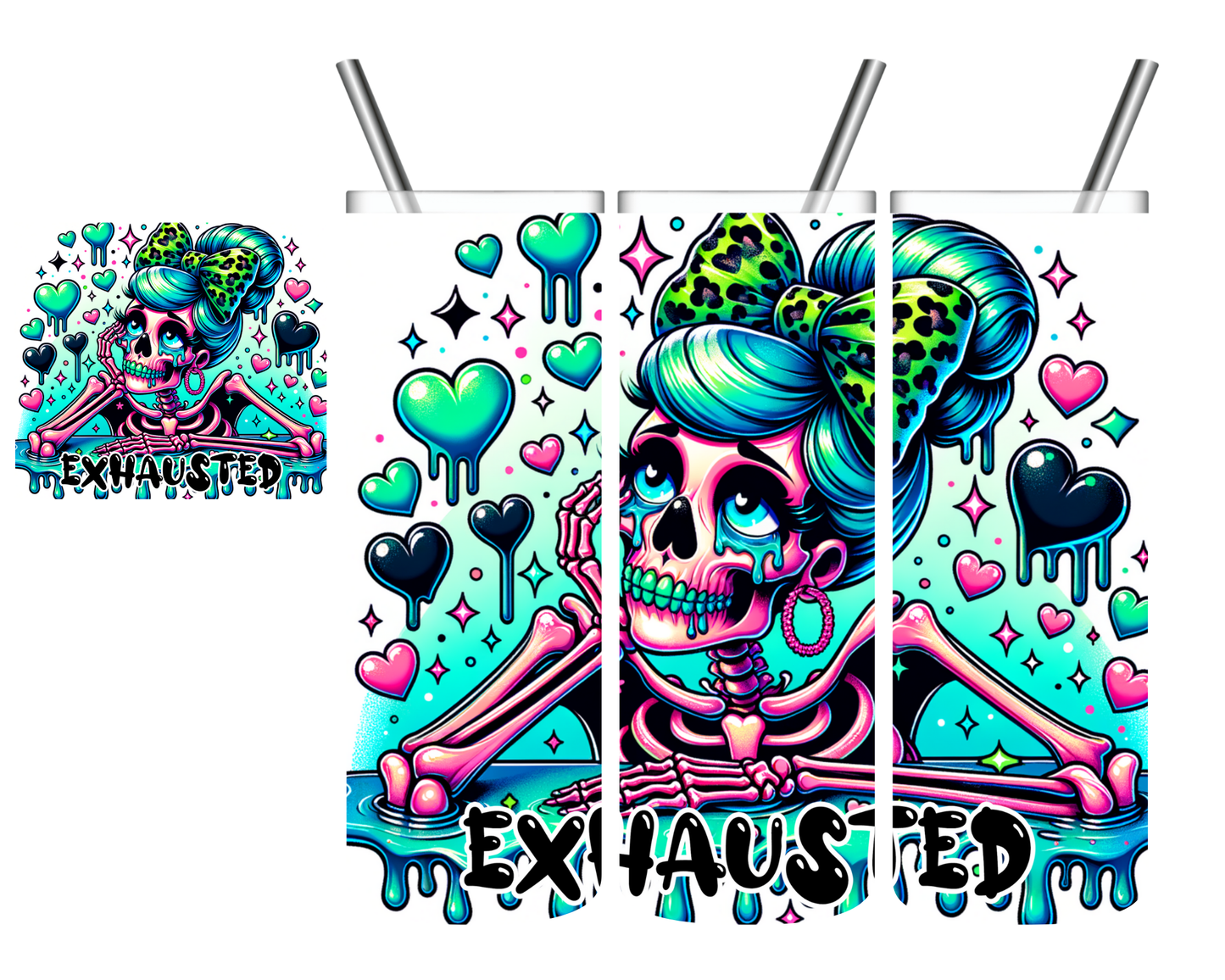 Exhausted Skeleton 20 oz Tumbler