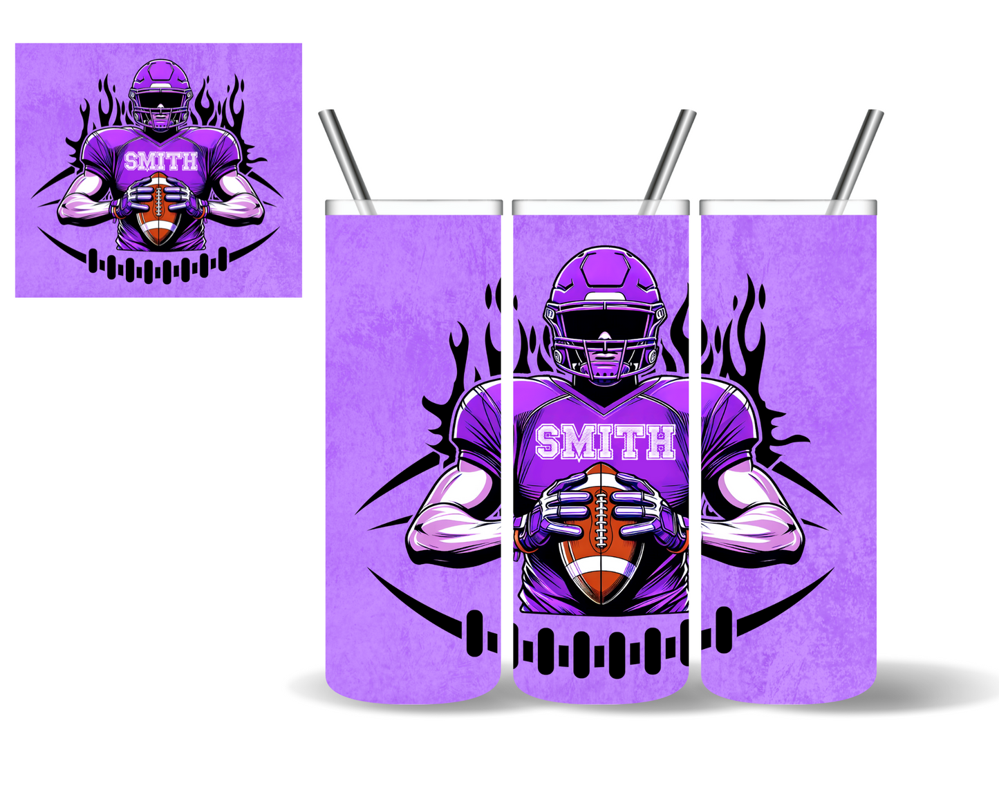 Personalized Football Player Tumblers (6 color choices)