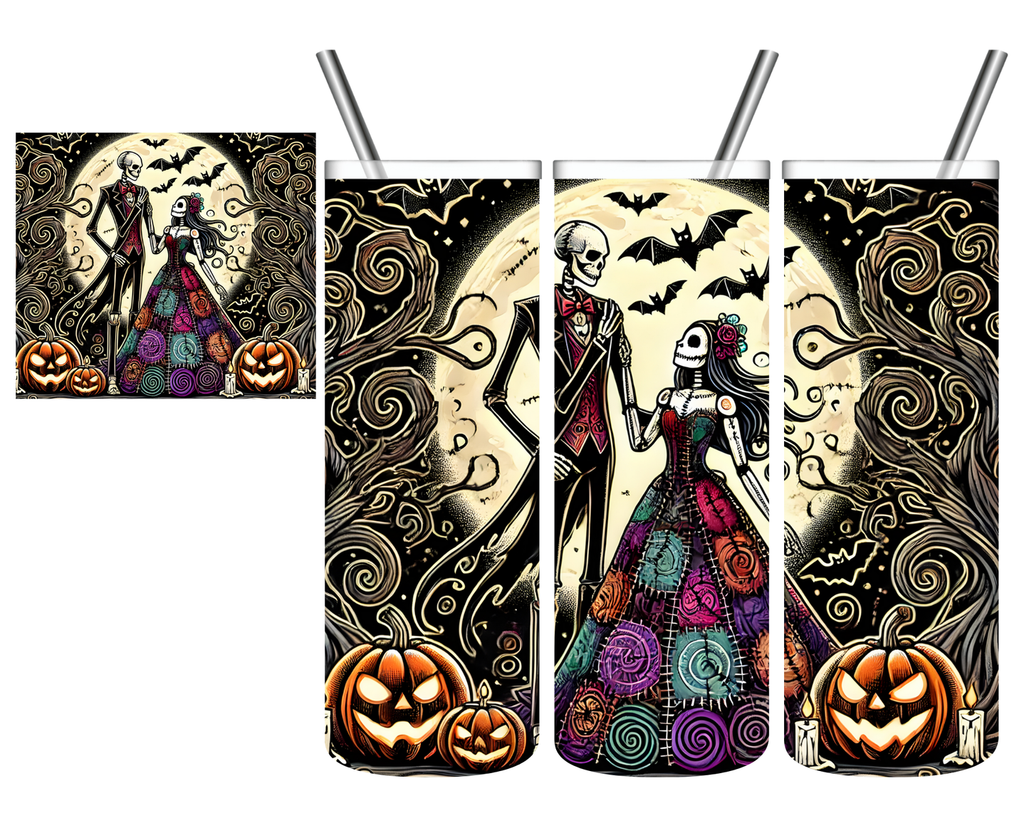 Skeleton Couple Halloween 20 oz Tumbler