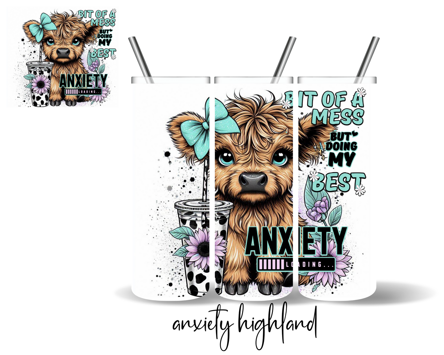 Anxiety Highland Cow Tumbler