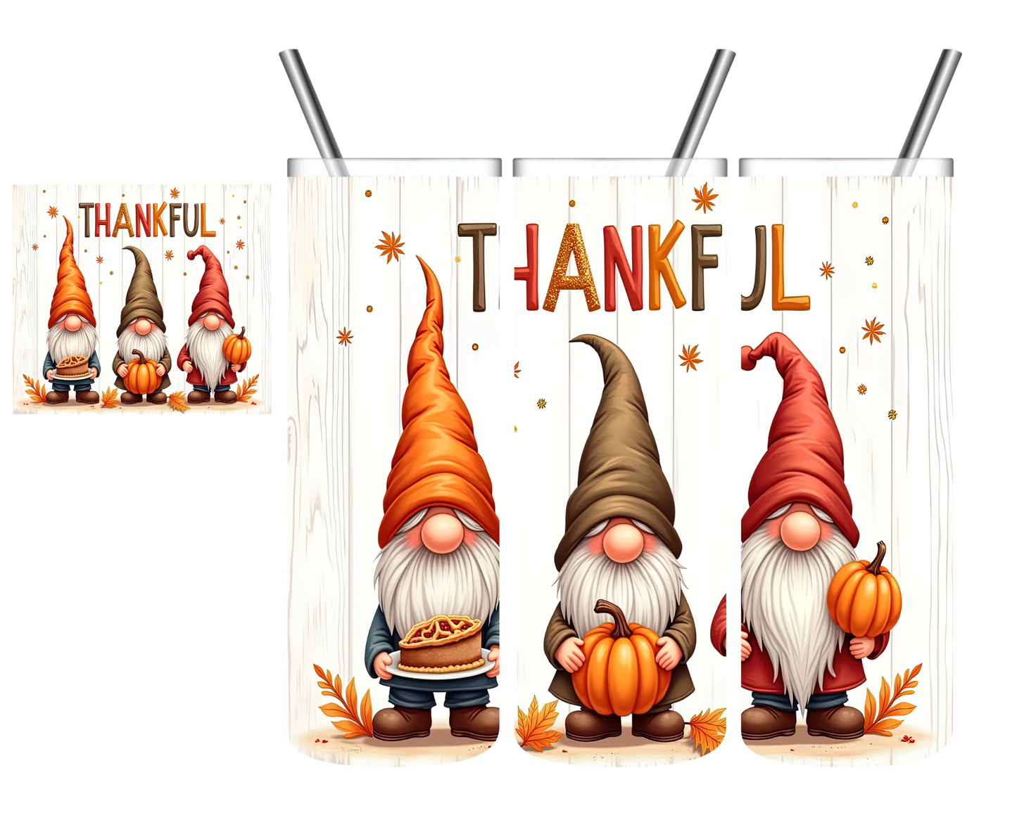 Thankful Gnomes Thanksgiving 20 oz Tumbler