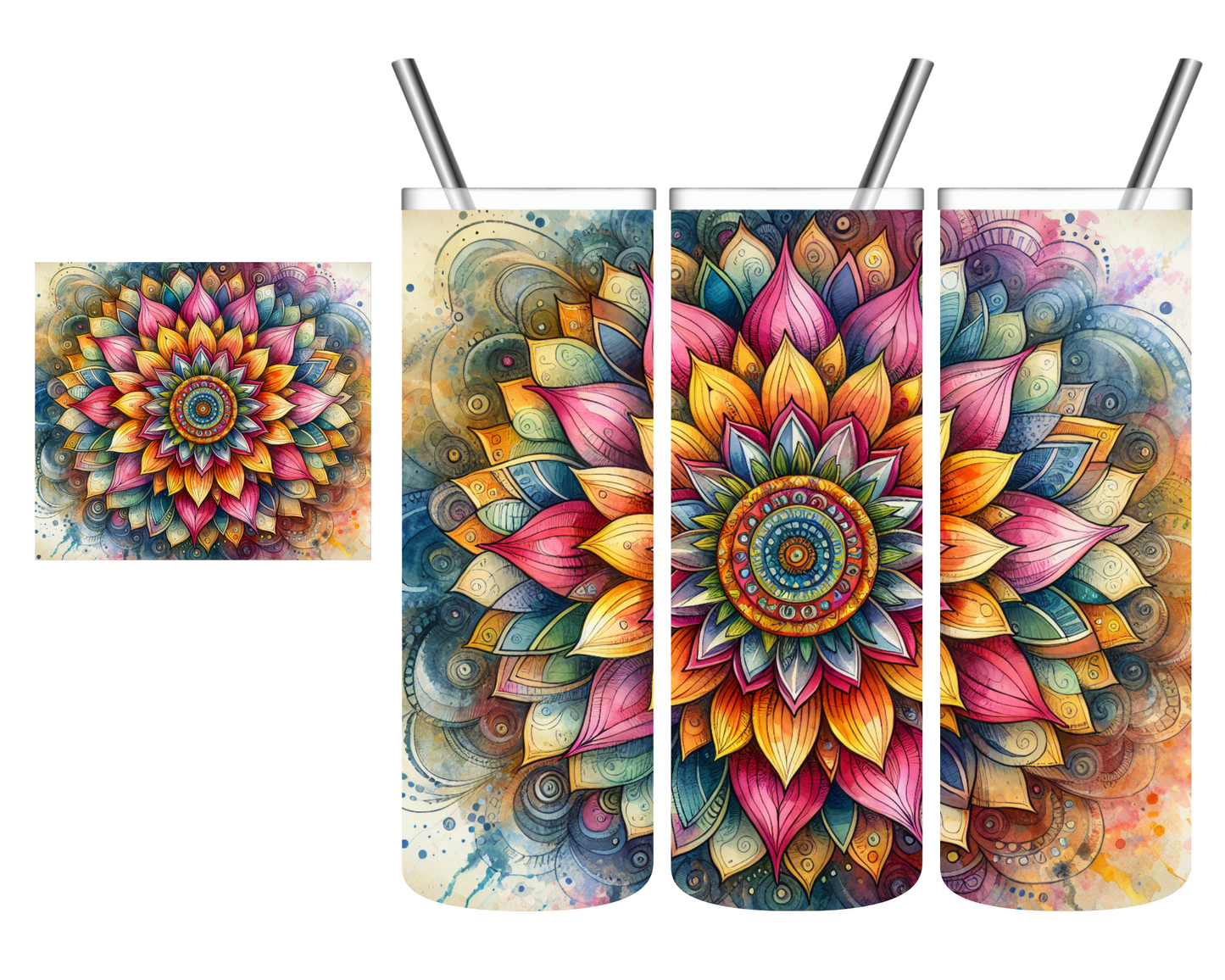 Mandala Sunflower 20 oz Tumbler