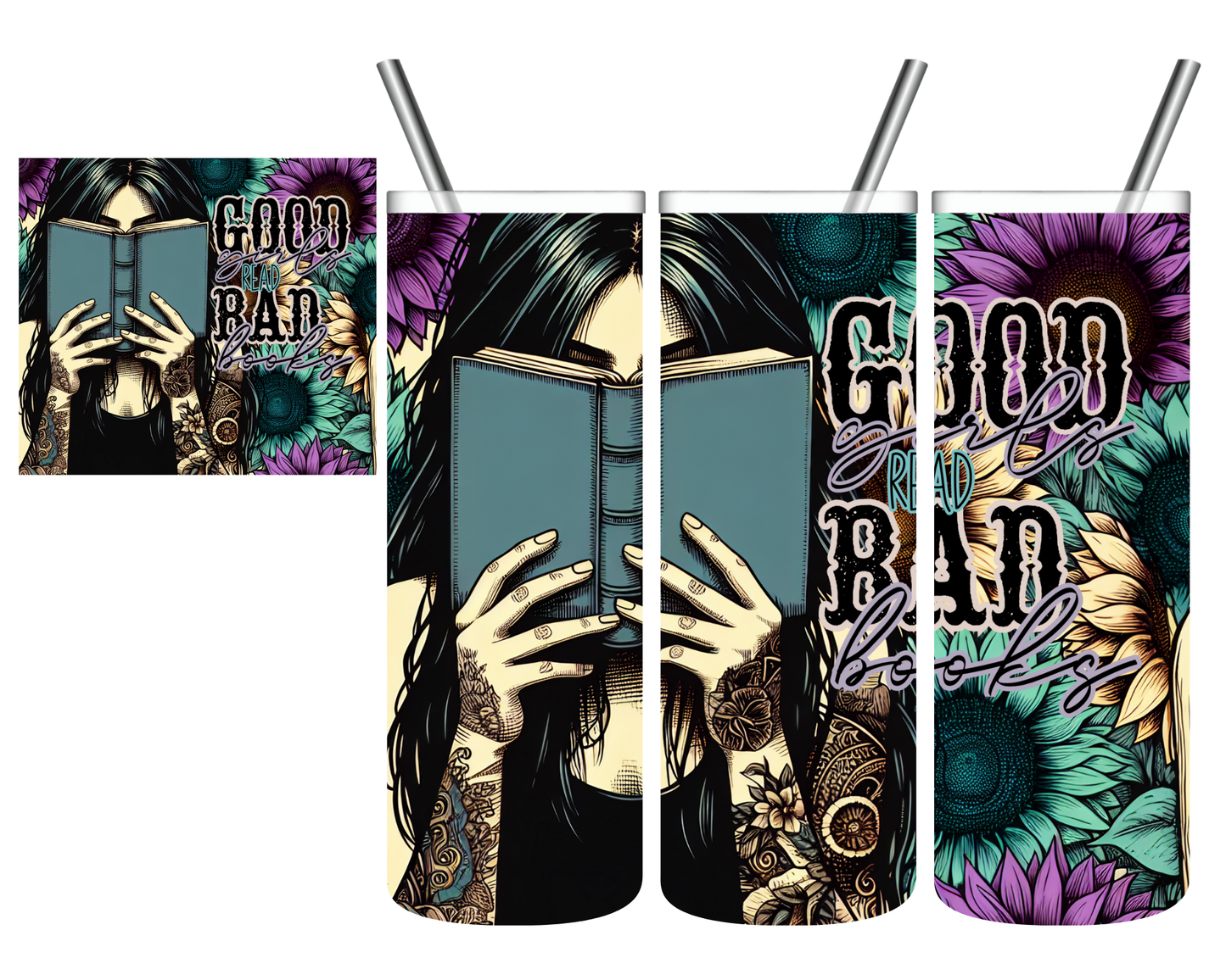 Good Girls Read Bad Books Sunflower 20 oz Tumbler