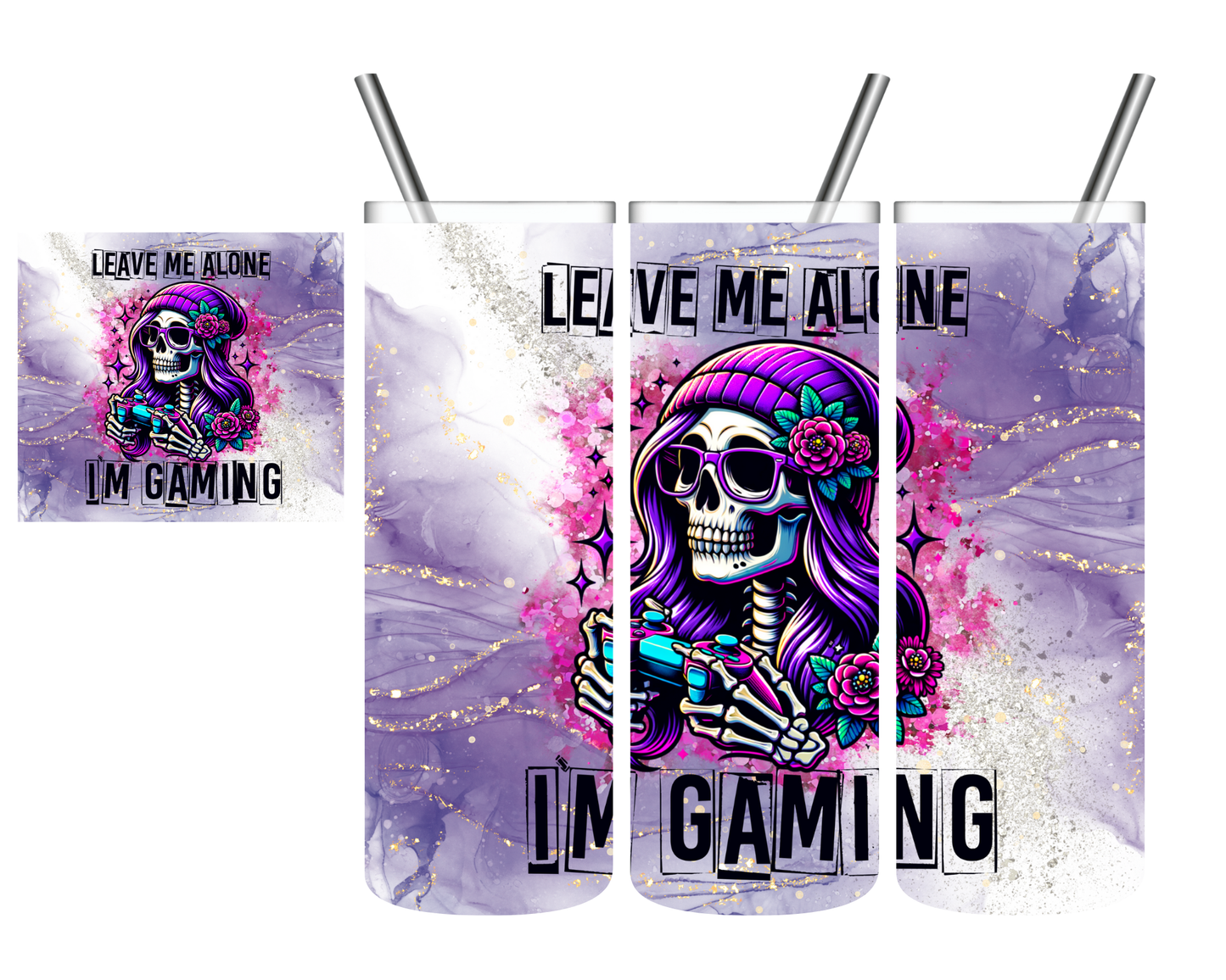 Drop Dead Middle Finger Skull 20 oz Tumbler