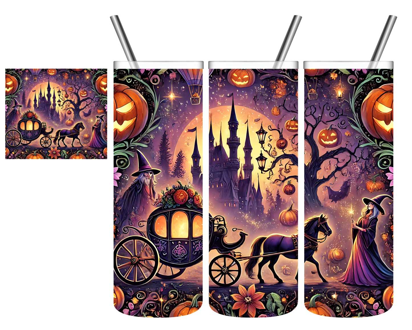Haunted Carriage Ride Halloween Faith Tumbler