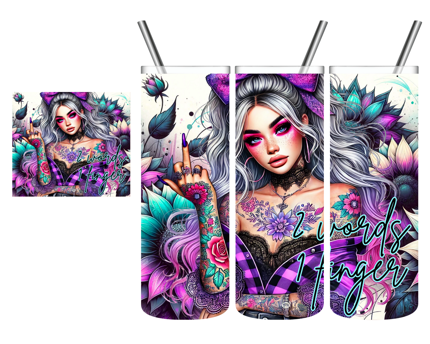 2 Words 1 Finger 20 oz Tumbler