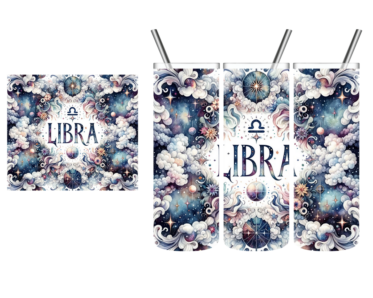 Watercolor Floral Zodiac Sign 20 oz Tumbler