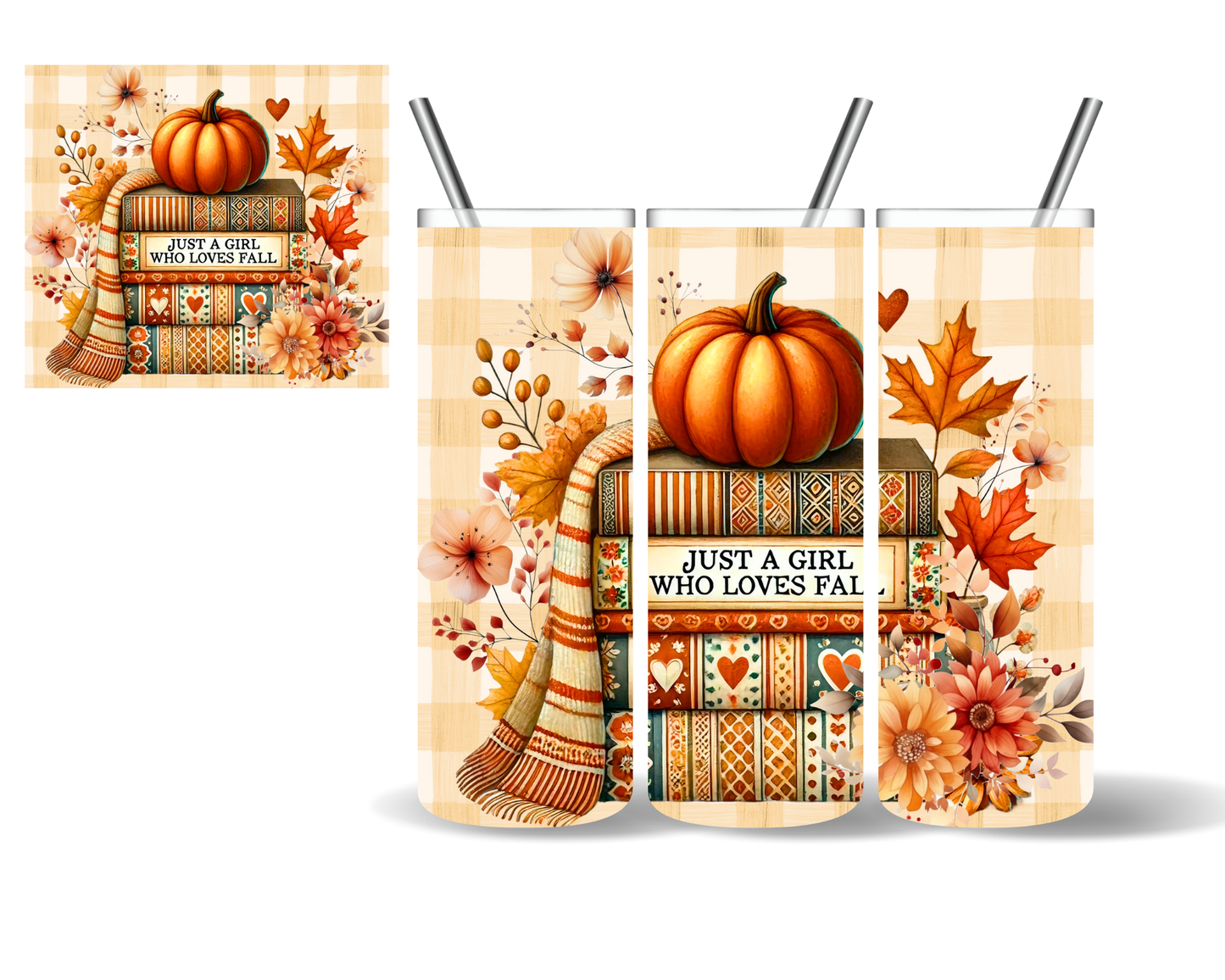 Just a Girl Who Loves Fall Books 20 oz Tumbler