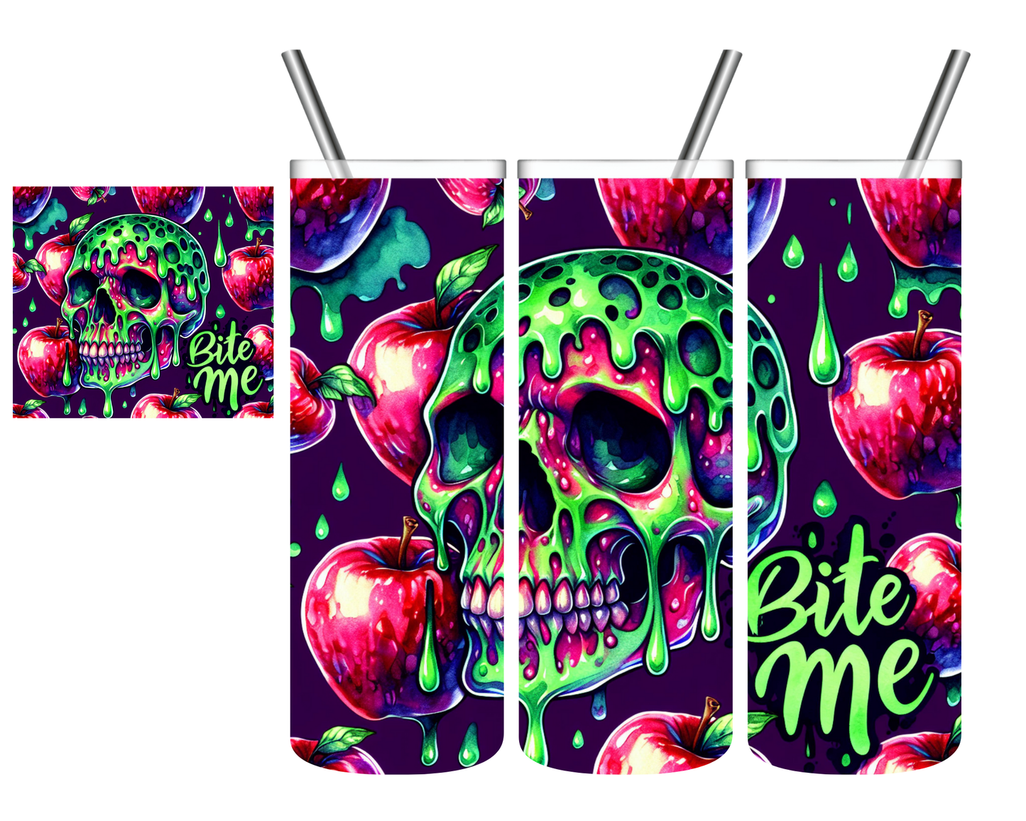 Bite Me Poison Apple Skull 20 oz Tumbler