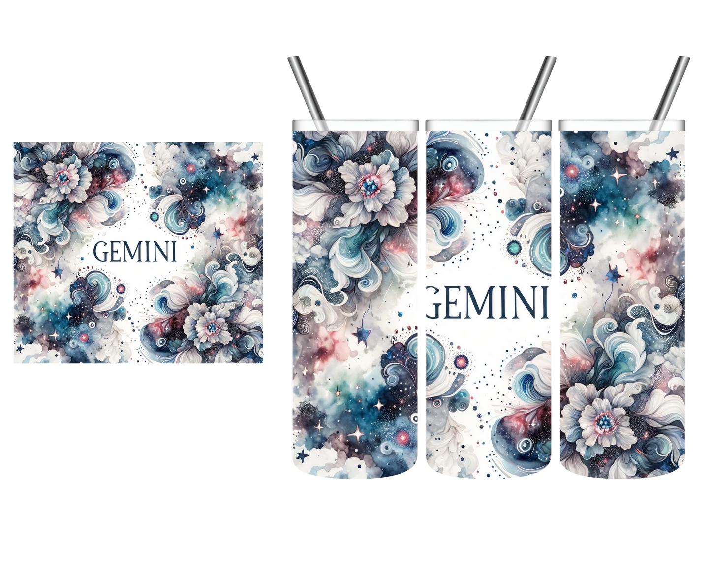 Watercolor Floral Zodiac Sign 20 oz Tumbler