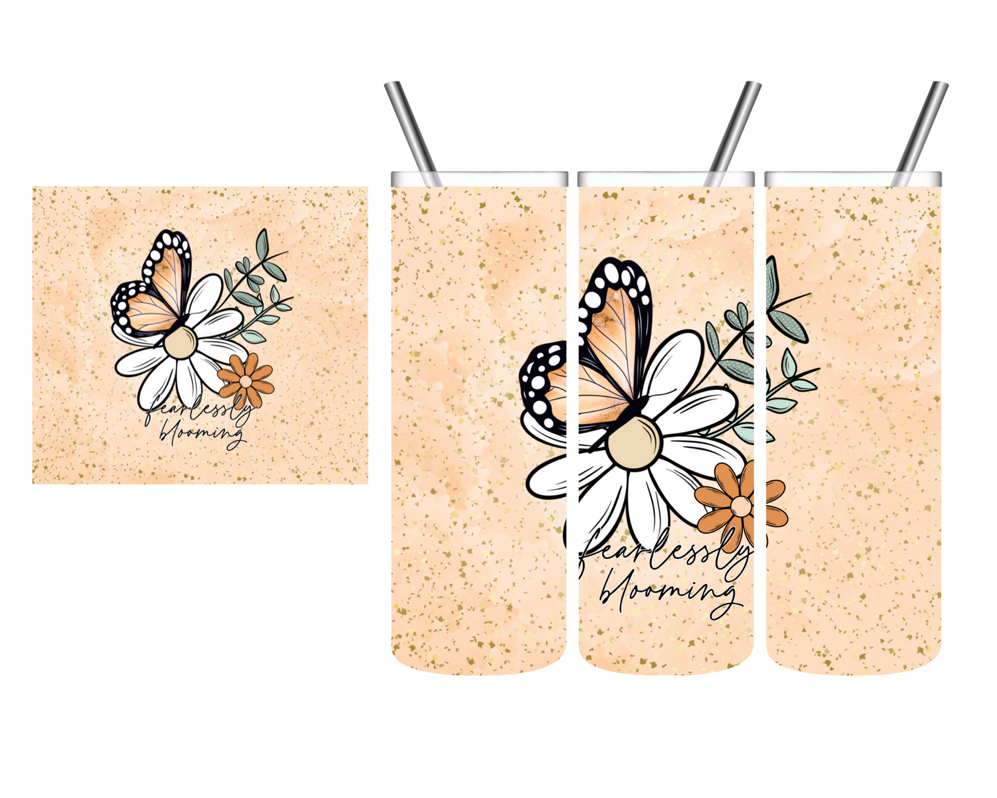 Fearlessly Blooming Butterfly 20 oz Tumbler