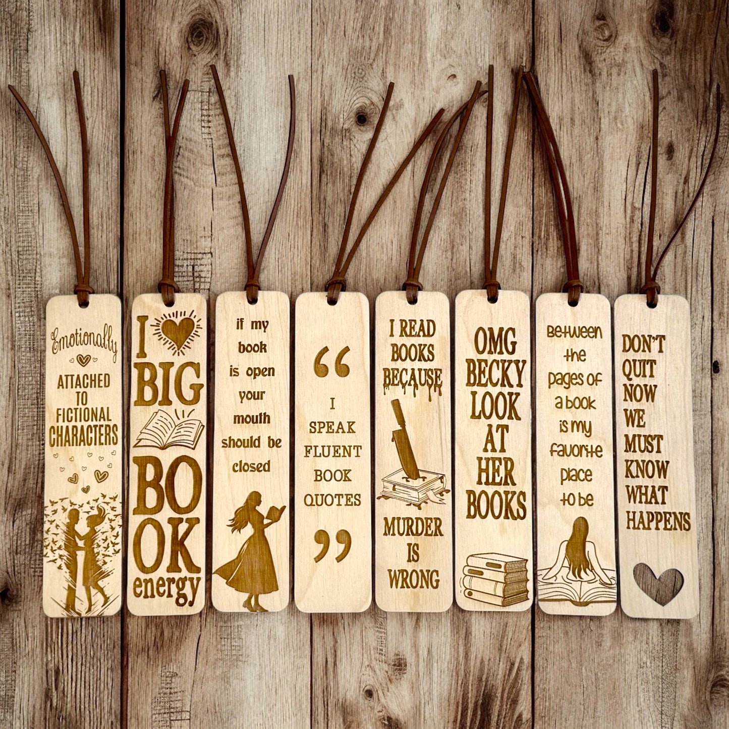 Engraved Wooden Bookmark with Leather Tassel – Personalized Bookish Gift for Readers & BookTok Fans