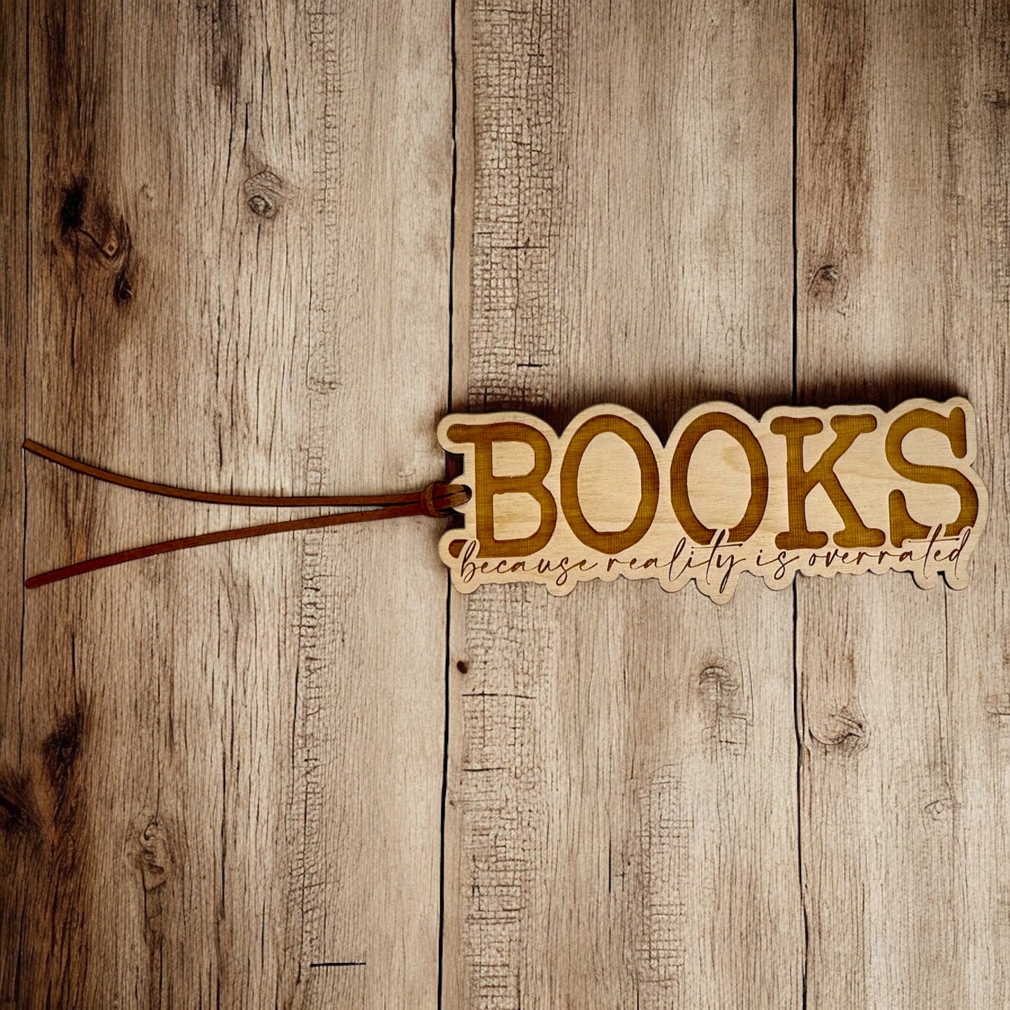 Engraved Wooden Bookmark with Leather Tassel – Personalized Bookish Gift for Readers & BookTok Fans