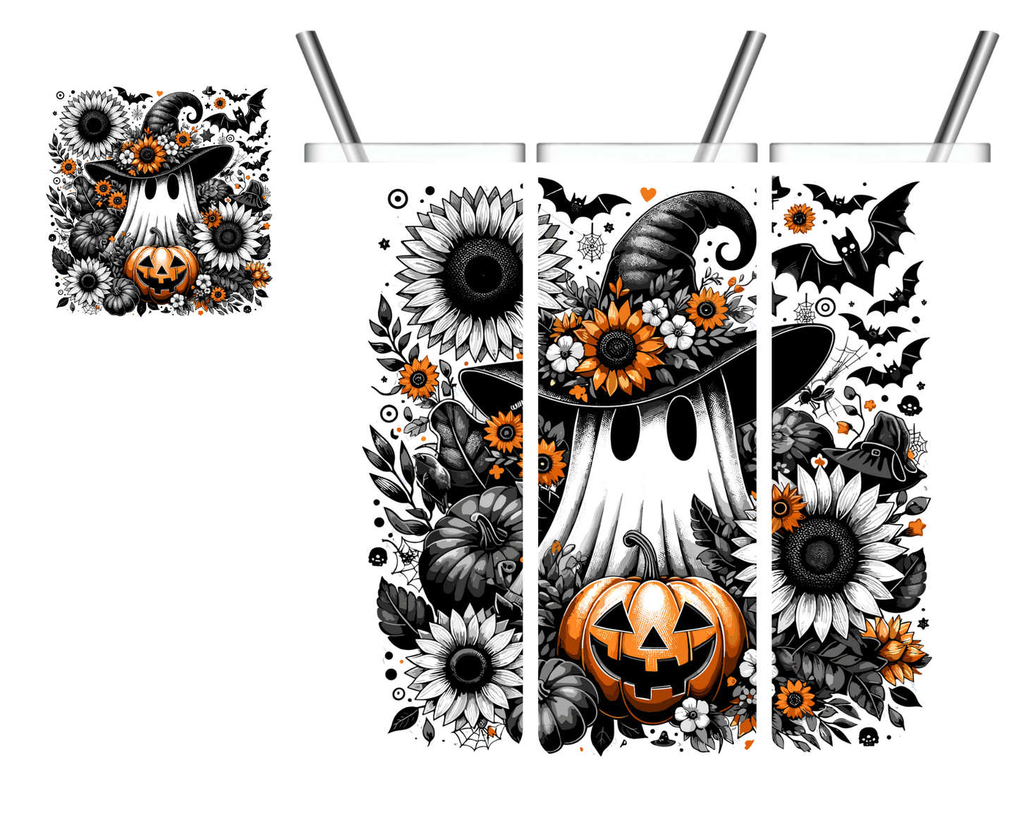 Floral Fall Ghost 20 oz Tumbler