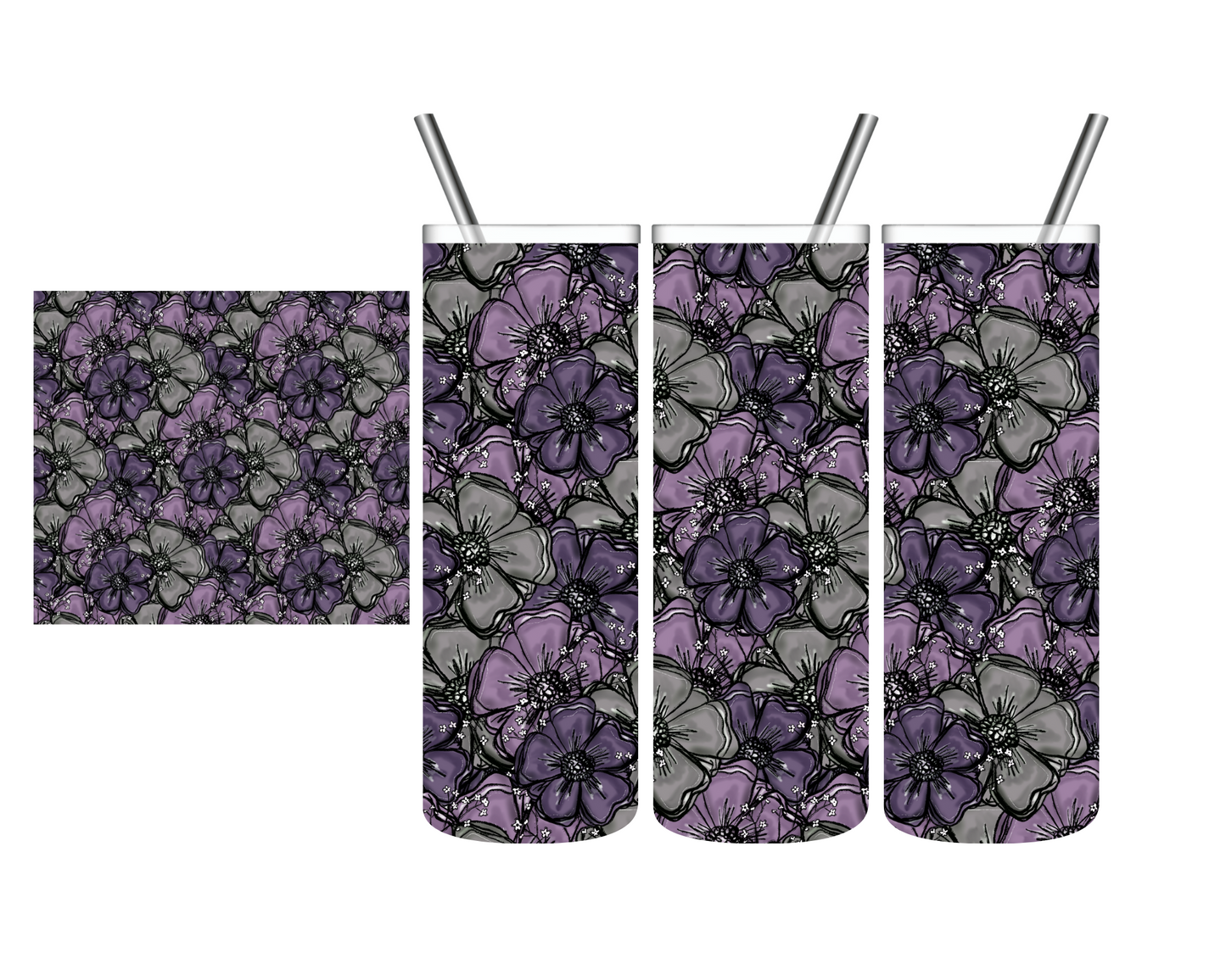 Beautiful Purple Floral 20 oz Tumbler
