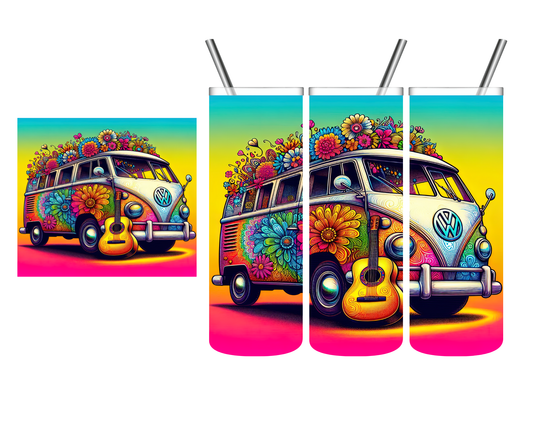 Rainbow Vintage Bus 20 oz Tumbler