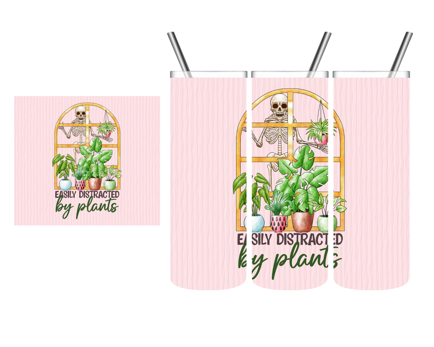 Easily Distracted By Plants Skeleton 20 oz Tumbler