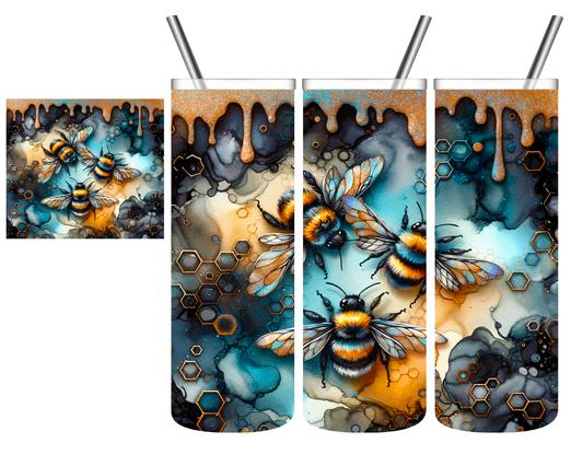 Bumble Bee Glitter Honey Drips 20 oz Tumbler