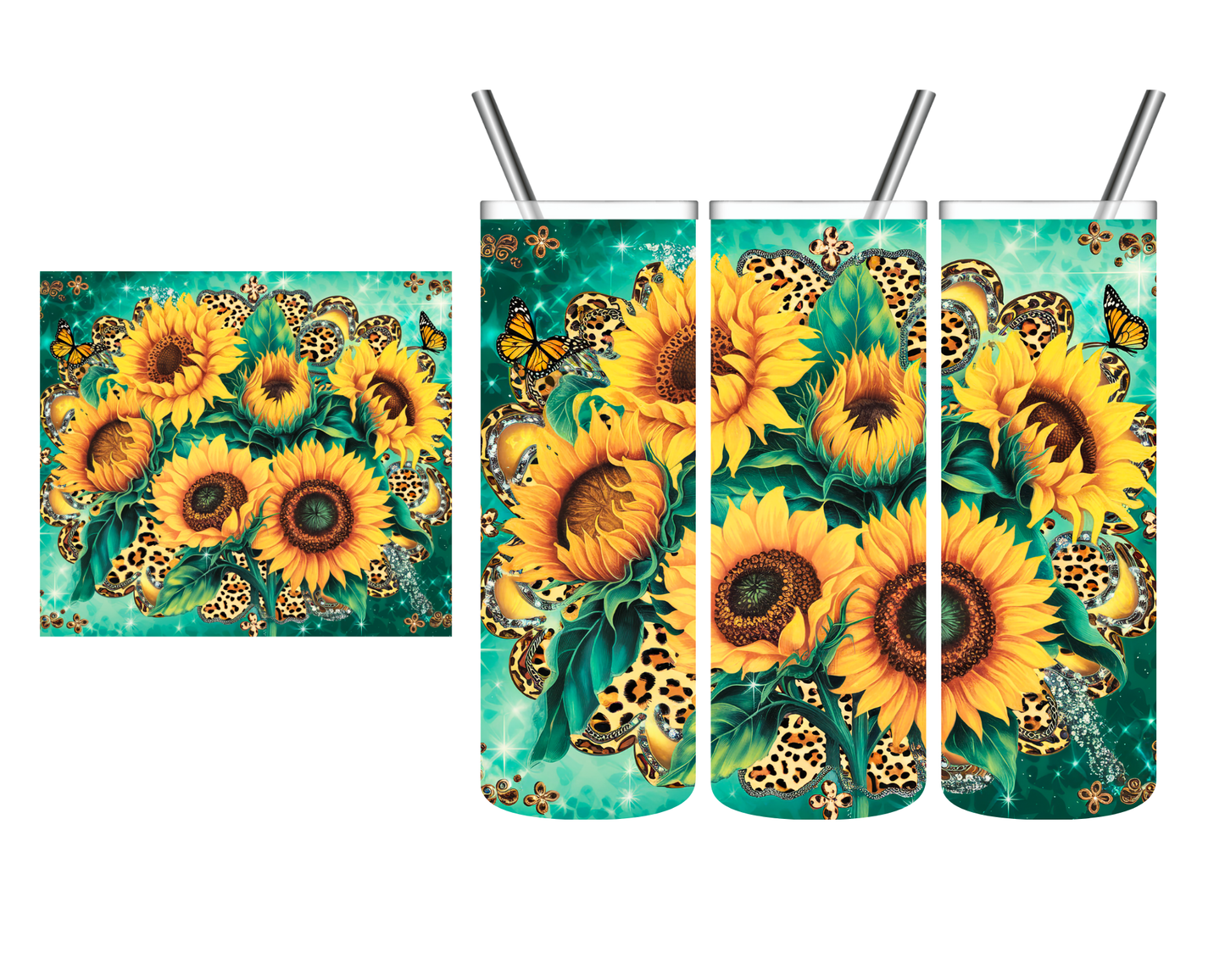 Leopard Sunflowers 20 oz Tumbler