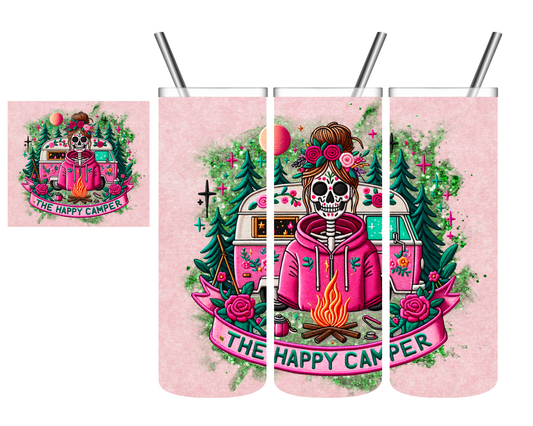 The Happy Camper Skeleton Camping 20 oz Tumbler