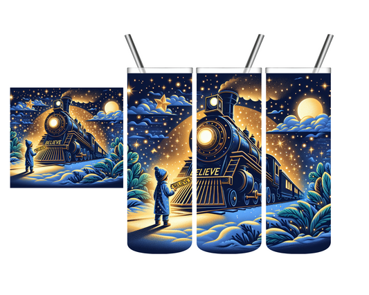 Midnight Believe Train Christmas 20 oz Tumbler