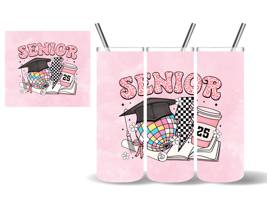 Retro Senior 2025 Pink 20 oz Tumbler