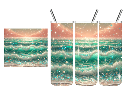 Glitter Ocean Waves 20 oz Tumbler